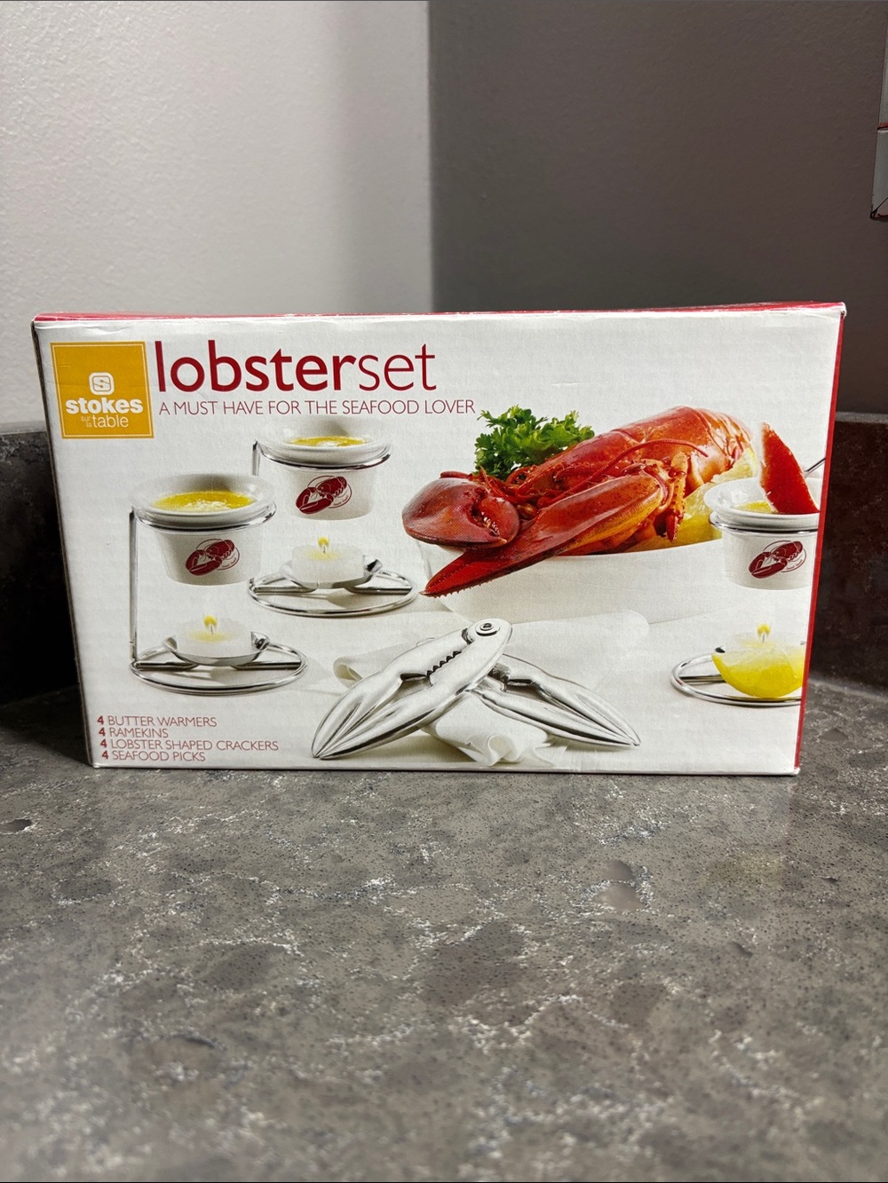 Stokes Table Lobster Set - White and Silver Seafood Tool Kit